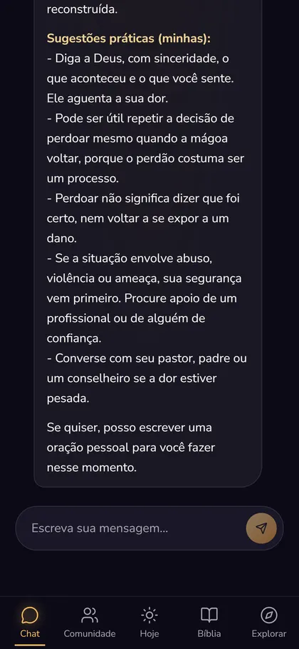 Conversa no chat do Amém App